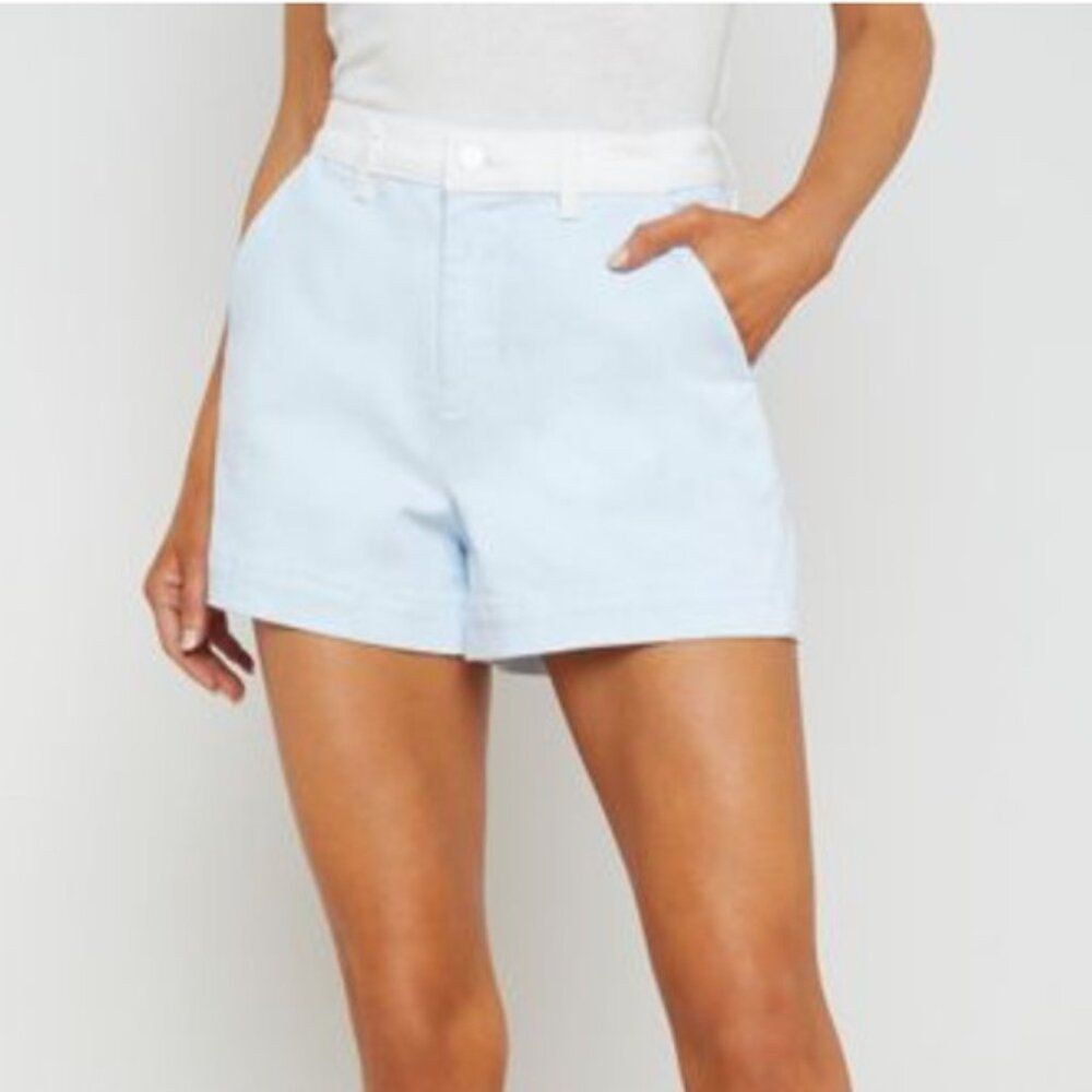 L'Agence Jameson High Rise Shorts Ice Water White NWOT Size 26 Nautical Preppy